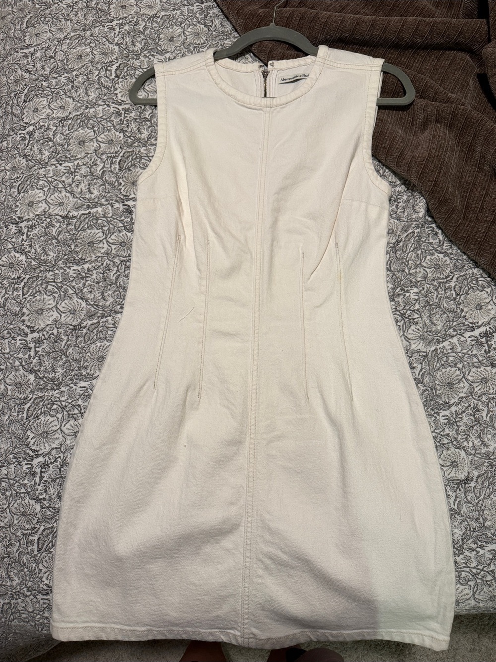 Abercrombie & Fitch Cream Denim Sleeveless Mini Dress